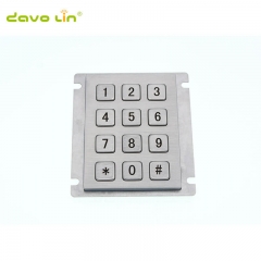 Rugged Stainless Steel 12 Keys Access Control Metal Keypad For ATM kiosk