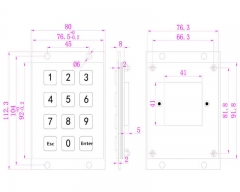 Teclado numérico industrial do metal do quiosque de aço inoxidável de 12 chaves 3x4 mini