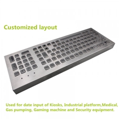 103 Keys Full Size Customizable Layout Industrial Metal Kiosk Keyboard Desktop Compact Stainless Steel Keyboard with FN Keys