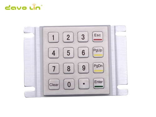 16 Keys 4x4 Vandal Proof Rugged Panel Mount Stainless Steel Metal Keypad Keyboard for Kiosk