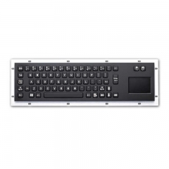 Industrial black metal keyboard with touchpad for public information kiosk
