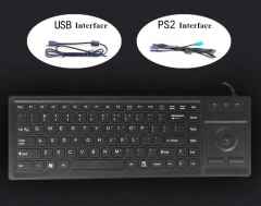 Wired USB PS2 Plastic Industrial Keyboard With Integrated Trackball Used For CNC Server Room Cabinet Kiosk