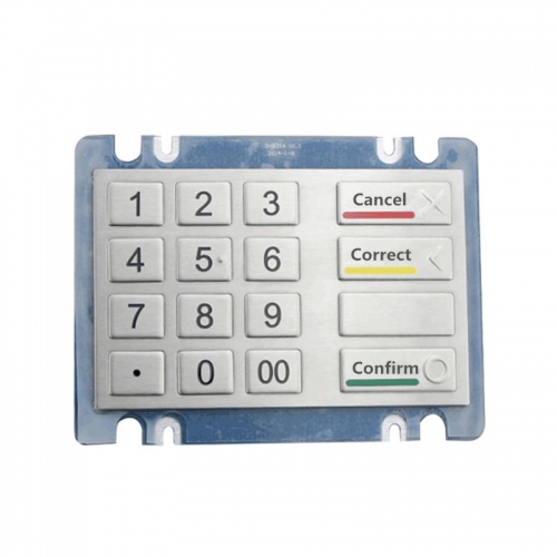 Teclado numérico de metal IP65 resistente al vandalismo e impermeable tipo cajero automático con 16 botones clave IK07