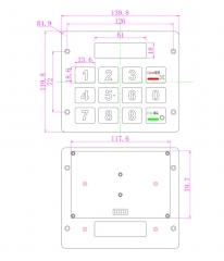 12 keys top mount metal keypad with LCD display frame for access parking system