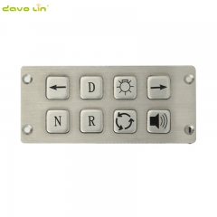 8 Keys Industrial Front Panel Mount Stainless Steel Metal Keypads