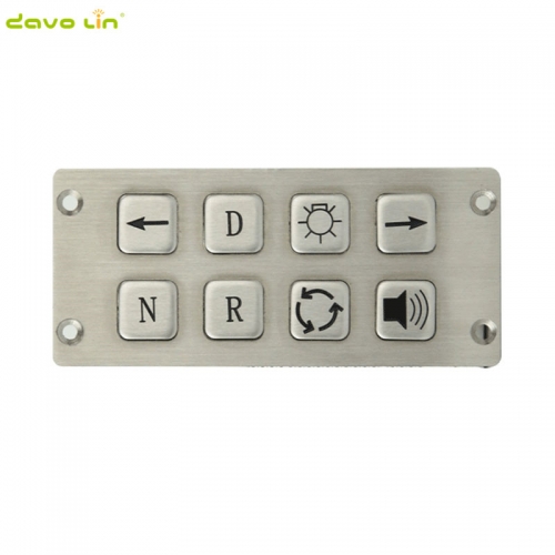 8 Keys Industrial Front Panel Mount Stainless Steel Metal Keypads