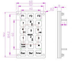 18 Keys Rugged Vandal Proof Keyboard Backlight Metal Industrial Numeric Keypad