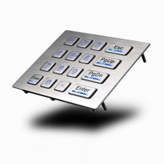 16 Keys Industrial Vandal Proof IP65 Waterproof LED Backlight 4 x 4 USB Numeric Metal Keypad