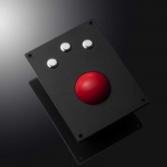 Dispositivo señalador industrial negro del Trackball rojo del soporte 60m m del panel con 3 botones del ratón