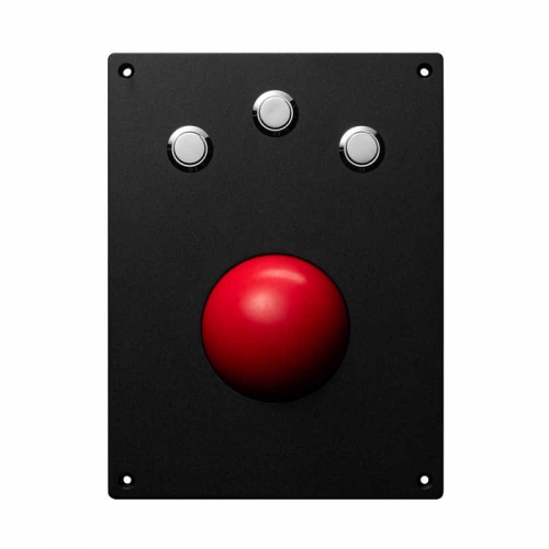 Black Industrial Panel Mount 60mm Red Trackball Pointing Device With 3 Mouse Buttons