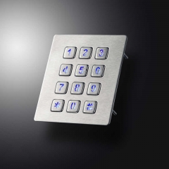 Teclado numérico de metal com 12 teclas 3x4, teclado numérico com iluminação para controle de acesso