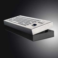 Customizable Layout Ruggedized Waterproof And Vandalproof Industrial Desktop Metal Keyboard With 38mm Trackball