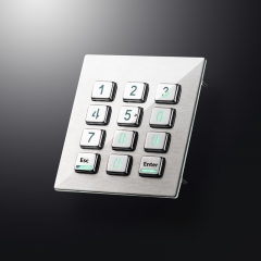 IP65 12 Keys 3x4 Stainless Steel Metal Backlit Numeric Keypad For Industrial Telephone Access Control System