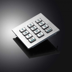 Edelstahl IP65 12 Tasten 3x4 beleuchtete Metall-Ziffernmatrixtastatur mit Hintergrundbeleuchtung für industrielles Telefon-Zugangskontrollsystem