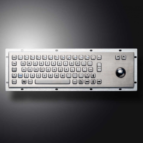 Teclado de metal de aço inoxidável à prova d&#39;água para computador industrial personalizado de montagem em painel com mouse trackball