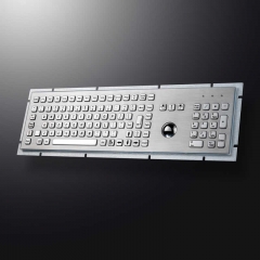 Teclado médico de metal con 103 teclas Trackball Teclado industrial Teclado ruso español para quiosco de autoservicio