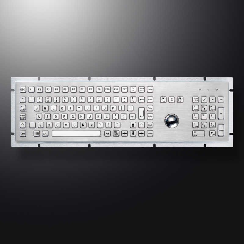 Metallmedizinische Tastatur mit 103 Schlüssel-Trackball-industrieller Tastatur spanisch-russische Tastatur für Selbstservice-Kiosk