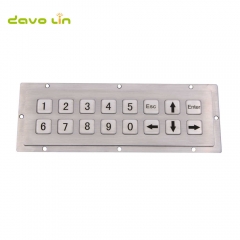 16 Keys Rugged Embedded Horizontal Double-Row Layout Metal Numeric Keypad