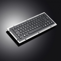 Teclado metálico de acero inoxidable Industrial, montaje en Panel a prueba de vandalismo, 65 teclas, en negro, con F1-F12 para quiosco de autoservicio