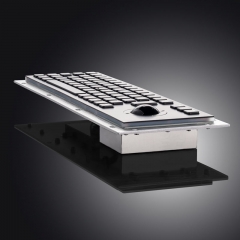 Siyah Paslanmaz Çelik Sağlam Panel Montajlı Endüstriyel Metal kiosk klavye, Zemin Montaj Kiosk için Makaralı bilyeli