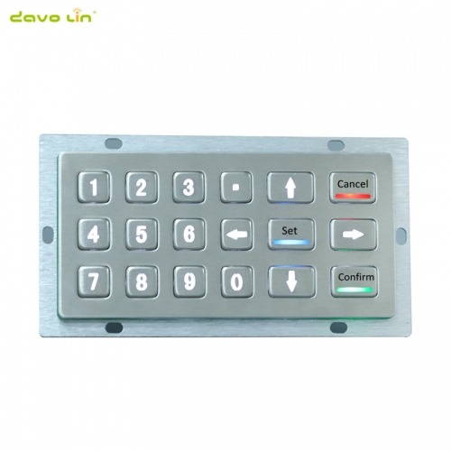 Custom 18 Keys Waterproof Dustproof Vandalproof Backlit Metal Keypad Use For Self Ordering Machine