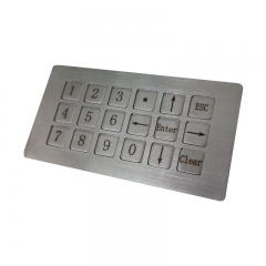 18 Keys Compact Vandal Proof Stainless Steel Industrial Numeric Keypad