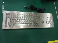 106 Keys USB PS2 Desktop Stainless Steel Industrial Keyboard With 38MM Mechanical Trackball And Numeric Keypad