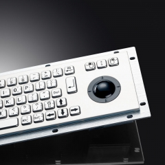 USB Interface Rear Panel Mount Industrial Metal Braille Stainless Steel Keyboard With Trackball For Self-service Kiosk