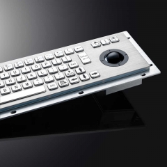 Waterproof IP65 Vandal Proof Panel Mount USB Wired Stainless Steel Industrial Metal Keyboard With Resin Trackball Mouse