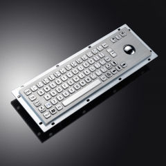 Waterproof IP65 Vandal Proof Panel Mount USB Wired Stainless Steel Industrial Metal Keyboard With Resin Trackball Mouse