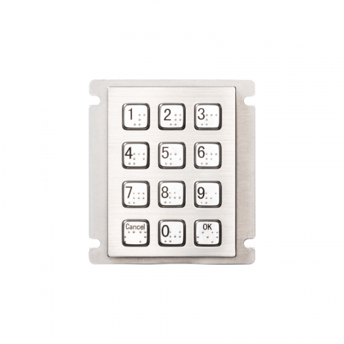 IP66 Waterproof 12 Keys Metal Keypad With Braille For Parcel Locker