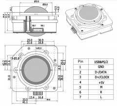 Selado à prova de água de aço inoxidável 36mm led retroiluminado resina mecânica médica industrial trackball mouse