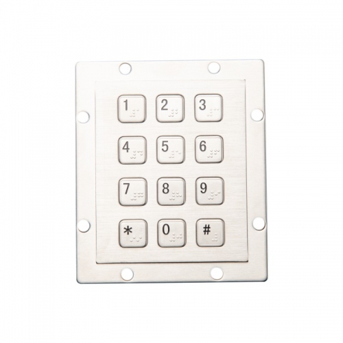 Metal Braille Numeric Keypad - 12 Keys - USB - Industrial Keypad