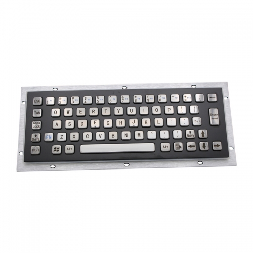 65 Keys Vandal Proof Panel Mount Industrial Keyboard With Black Panel and Sliver Button