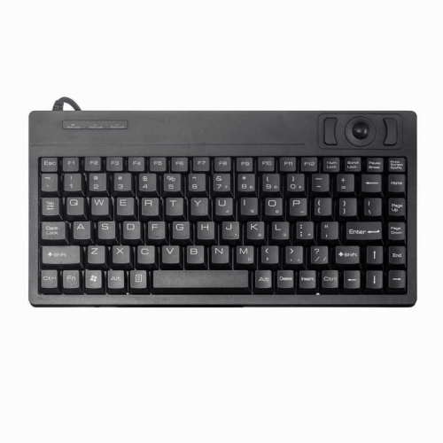 Mini teclado industrial atado con alambre negro con interfaz USB incorporada del Trackball