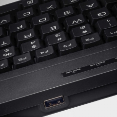 Mini teclado industrial atado con alambre negro con interfaz USB incorporada del Trackball