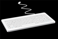 Teclado de vidrio médico con cable de tamaño pequeño con trackpad