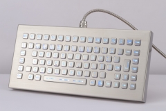 Teclado de aço inoxidável industrial com luz de fundo de mesa com cabo USB flexível de mangueira de aço inoxidável