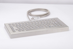 Desktop Backlight Industrial Stainless Steel Keybord With Flexible Stainless Steel Hose USB Cable