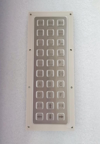 30 keys Rear Panel Mount IP65 Waterproof Stainless Steel Industrial Metal keypad