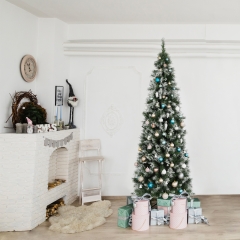 PVC Künstlicher Weihnachtsbaum Schnee Tannenbaum Christbaum Künstlich mit Schneeflocken, Weihnachten Baum Schnellaufbau mit Klappsystem und Christbaum