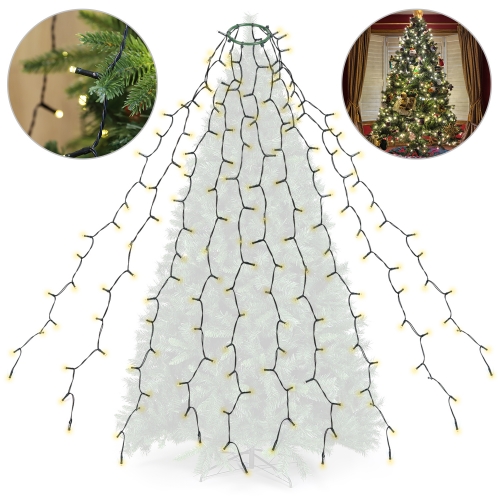 SALCAR 3m Tannenbaum Christbaumbeleuchtung mit Ring, Weihnachtsbaum-Überwurf-Lichterkette mit 10 Girlanden 350er Wasserdicht LED Lichterkette