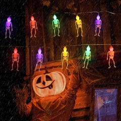 SALCAR 1,5m Lichterkette Halloween Dekoration Deko mit 10 Skeletten LEDs Bunt