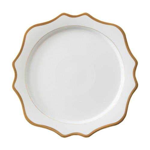 White Ceramic Porcelain Charger Plates With Gold Rimmed