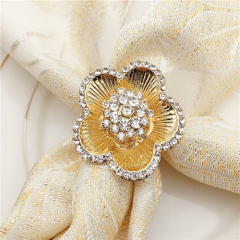 Wedding Table Decoration Leaf Napkin Rings Rhinestones