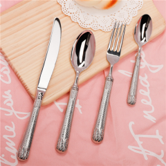 Portable 4 pcs Stainless Steel Silver Cutlery Set