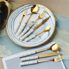 Stainless Steel White Gold and Silver Cutlery Flatware Set