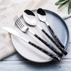 Restaurant Black Flatware Set Spoons Fork Knife Stainless Steel Silver Cutlery