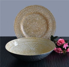 Handmade Elegant Glass Gold Charger Plates With Bowl Wholesale
