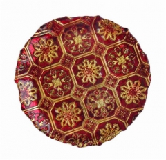 13 Inches Round Embossed Red Green Colored Charger Plates
